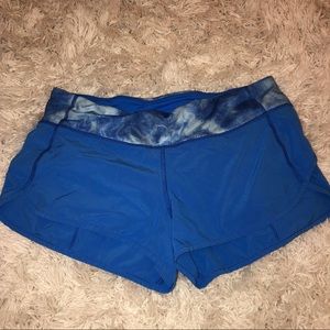 lululemon blue and tie dye speed shorts